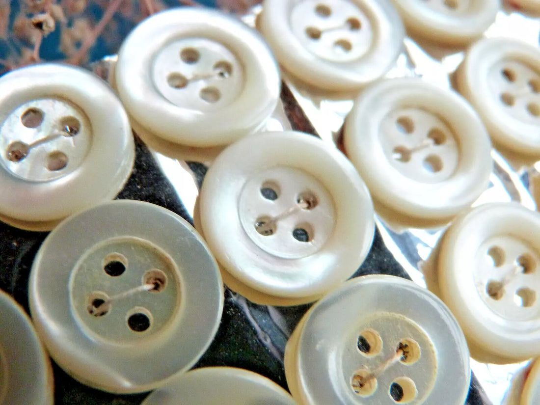 Antique Mother-of-Pearl Button Card – Art Nouveau Era (Set of 36) – ½" (12mm)