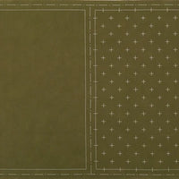 Linen/Cotton Sashiko Panel - Khaki Kasuri