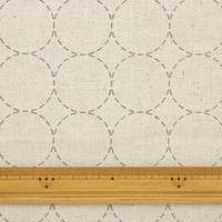 Linen/Cotton Sashiko Panel - Natural Circles