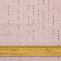 Linen/Cotton Sashiko Panel - Dusty Pink Crosses
