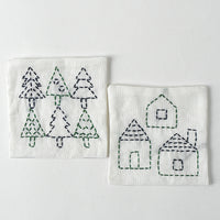 Sashiko Coaster Kit - Houses & Trees