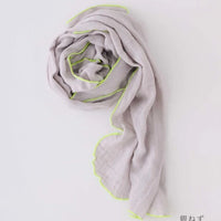 Contrast Edge Mosquito Net Scarf - Silver/Neon Green