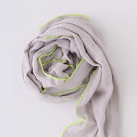 Contrast Edge Mosquito Net Scarf - Silver/Neon Green