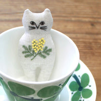 Cat Stuffie Embroidery Kit - Mimosa Flowers