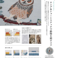 Embroidery pattern book with an owl design and step-by-step instructions.