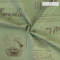 Suzuko Koseki Cotton 1/2 yd - Calligraphy, Green