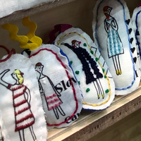 100 Ladies with Pets Embroidery Cloth