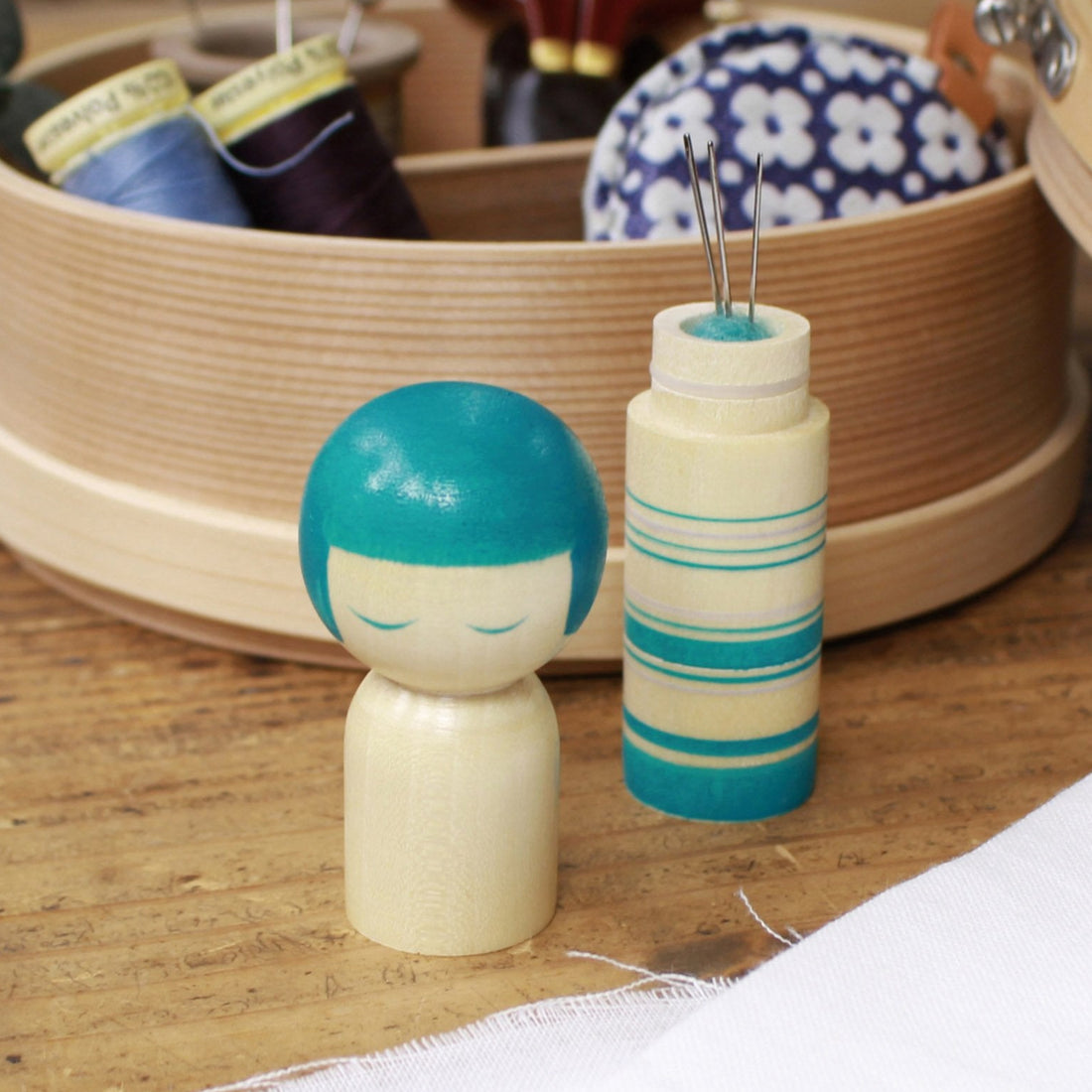 Kokeshi Doll Pin Cushion, Green