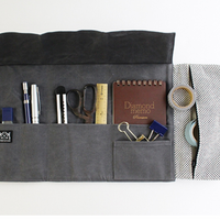 WaxedCanvas Tool Case, Charcoal/Blue