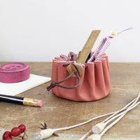 Himeji Leather Pouch, Gray