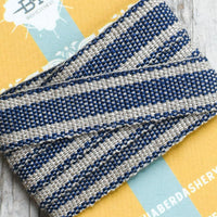 Linen Ribbon, Blue Stripe 1/2" - 1 yd