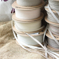 Linen Running Stitch Ribbon, White