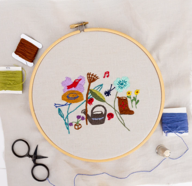 Spring Garden Embroidery Panel