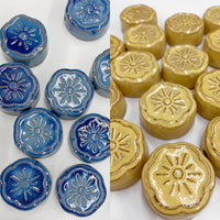 Cohana Awaji Kawara Magnetic Needle Minder with Polisher, shown in blue and yellow | Brooklyn Haberdashery