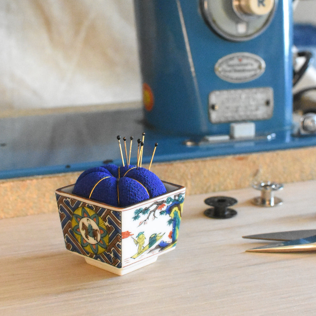 Kutani Pin Cushion, Indigo Kokutani