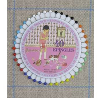 Glass Head Pin Rosettes - Girl with Cat