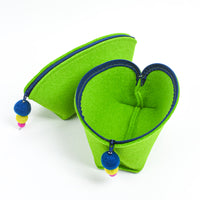 Brigid Wool Pouch, Apple green