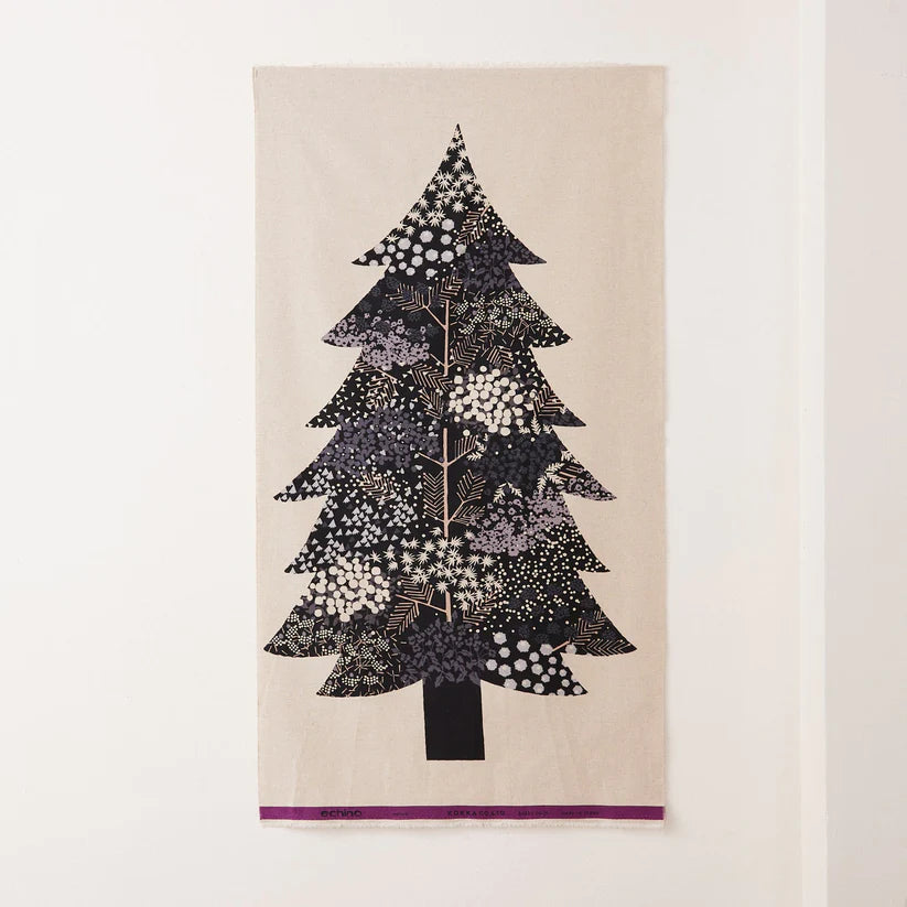 Christmas Tree Berry+Fern Tapestry by Echino, Charcoal