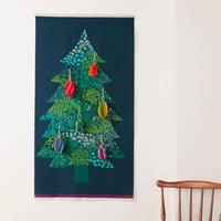Christmas Tree Berry+Fern Tapestry by Echino, Blue