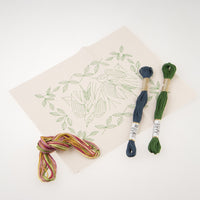 Swallows Green Embroidery Kit by Alice Makabe