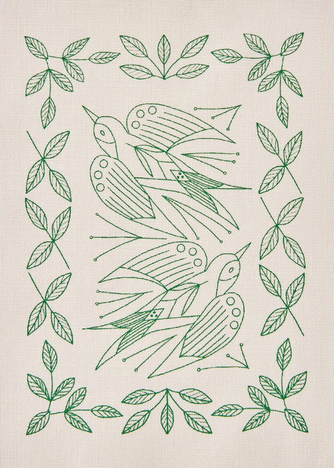 Swallows Green Embroidery Kit by Alice Makabe