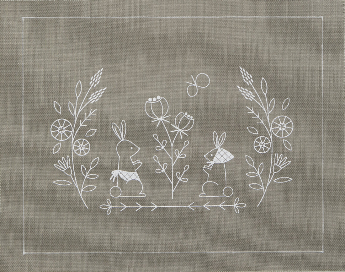 Rabbits & Flowers Wall Hanging Embroidery Kit by FABBRICA