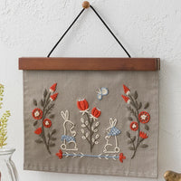 Rabbits & Flowers Wall Hanging Embroidery Kit by FABBRICA