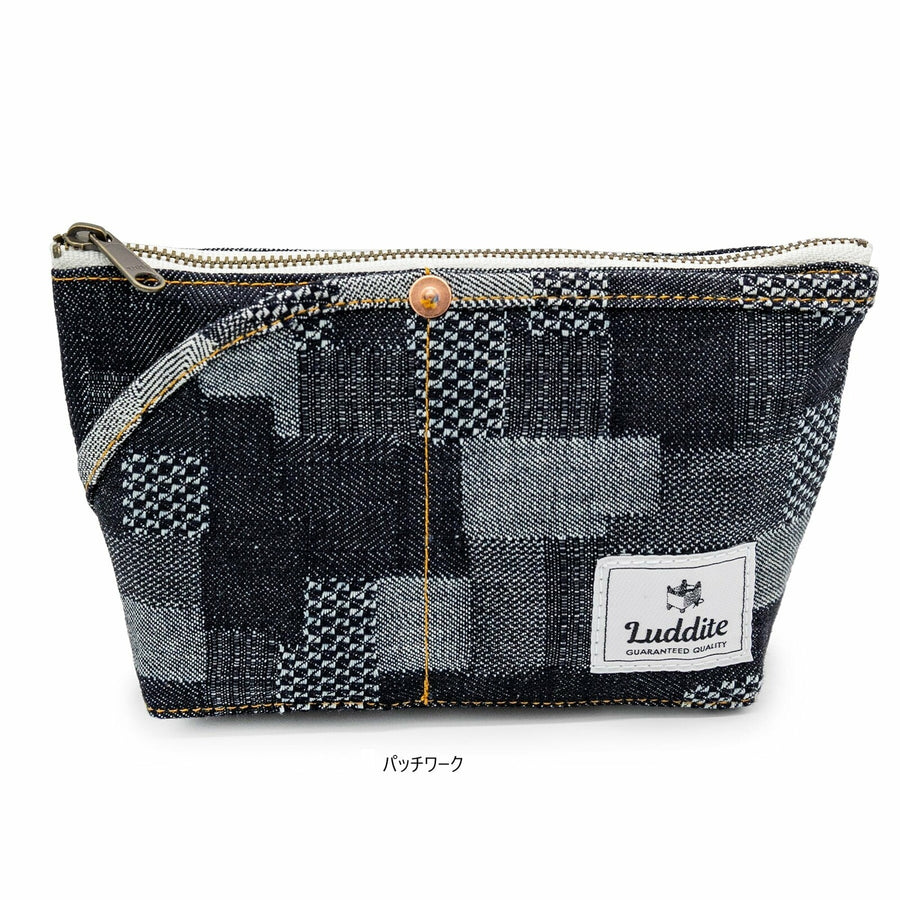 Okayama Denim Small Pouch - Patchwork Grid