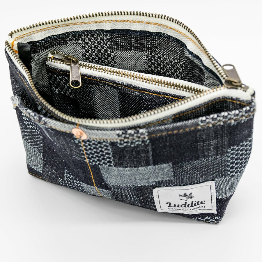 Okayama Denim Small Pouch - Patchwork Grid
