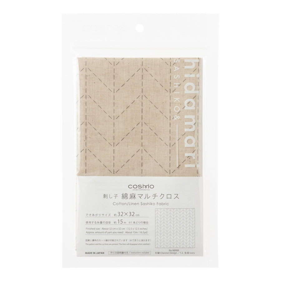 Linen/Cotton Sashiko Panel  - Natural Sugiaya