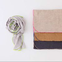 Contrast Edge Mosquito Net Scarf  - Silver/Neon Green