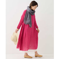 Contrast Edge Mosquito Net Scarf  - Charcoal/Blush