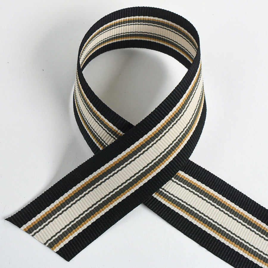 Black Regimental Stripe Grosgrain Ribbon/Webbing - 1-1/2
