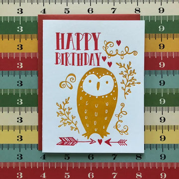 Happy Birthday Owl - letterpress card
