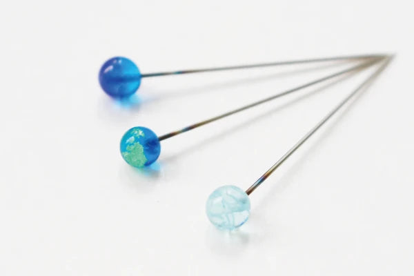 Glass Head Sewing Pins, Indigo