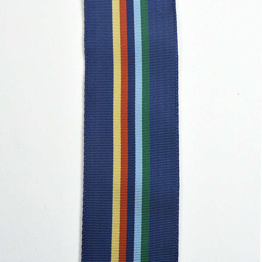 Blue 5-Color Striped Rayon Grosgrain Ribbon A - 1-3/4