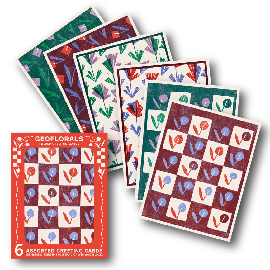 Geoflorals Assorted Cards Letterpress Set