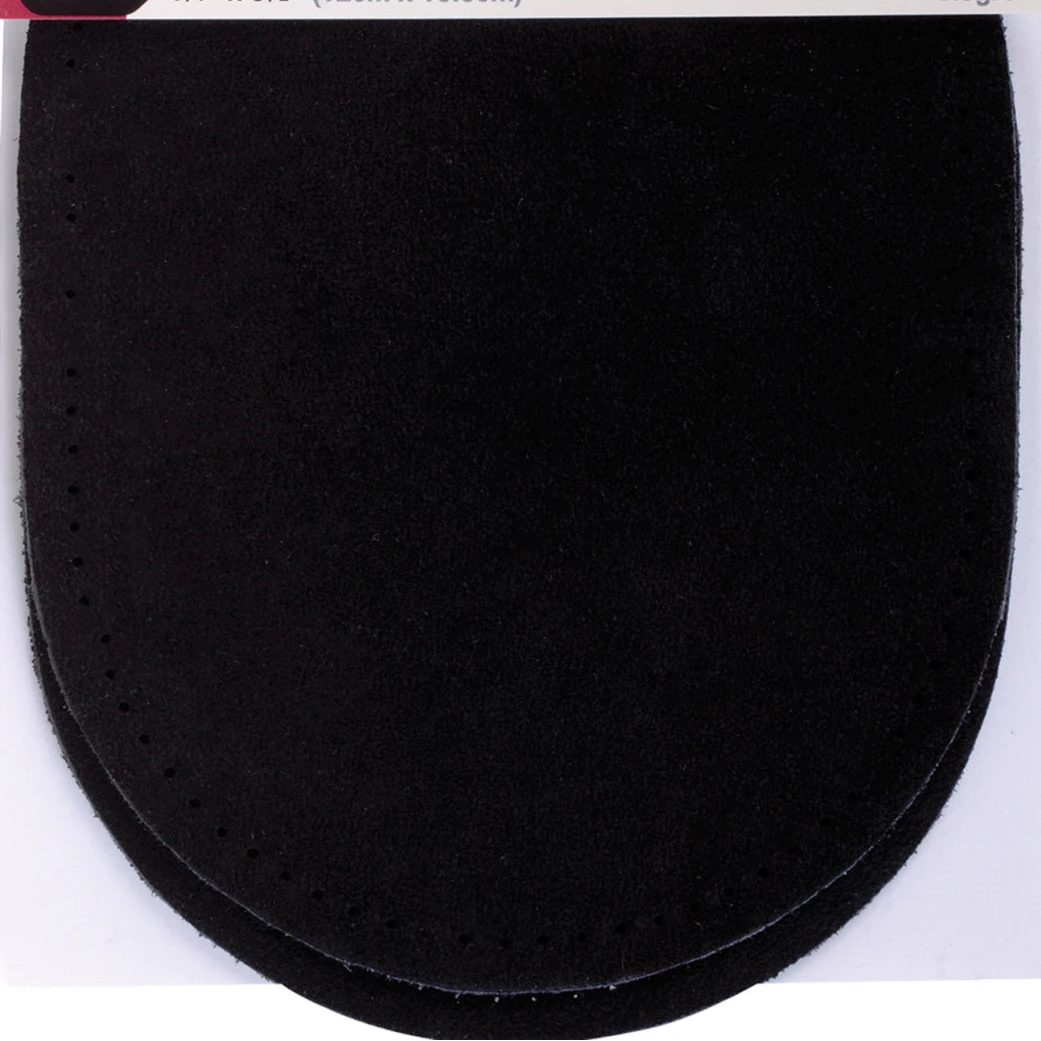 Black suede elbow patch on a Dritz branded package