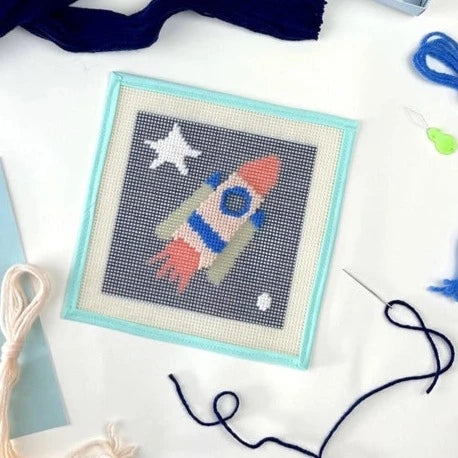 Rocket To the Stars Needlepoint Kit for Kids