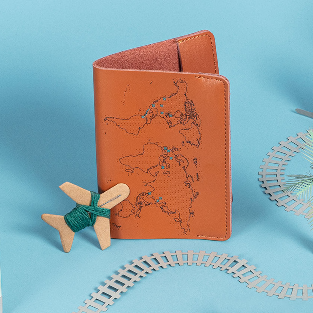Passport Cover Stitching Kit - Brown Leather