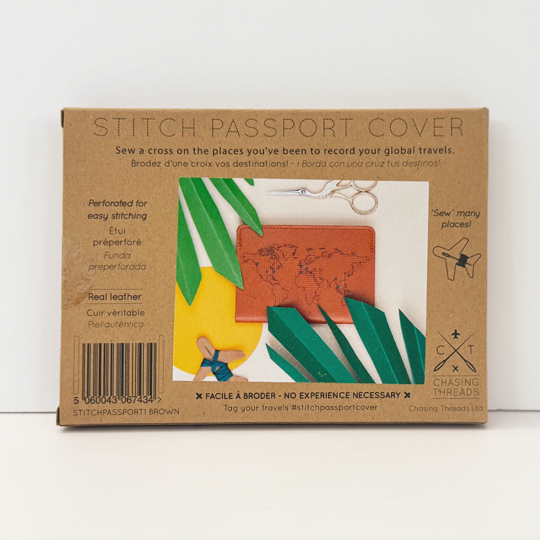 Passport Cover Stitching Kit - Brown Leather