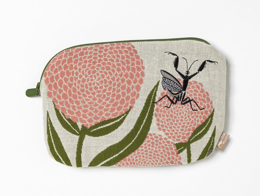 Flowers & Mantis Poetry Pouch by MoritaMiW