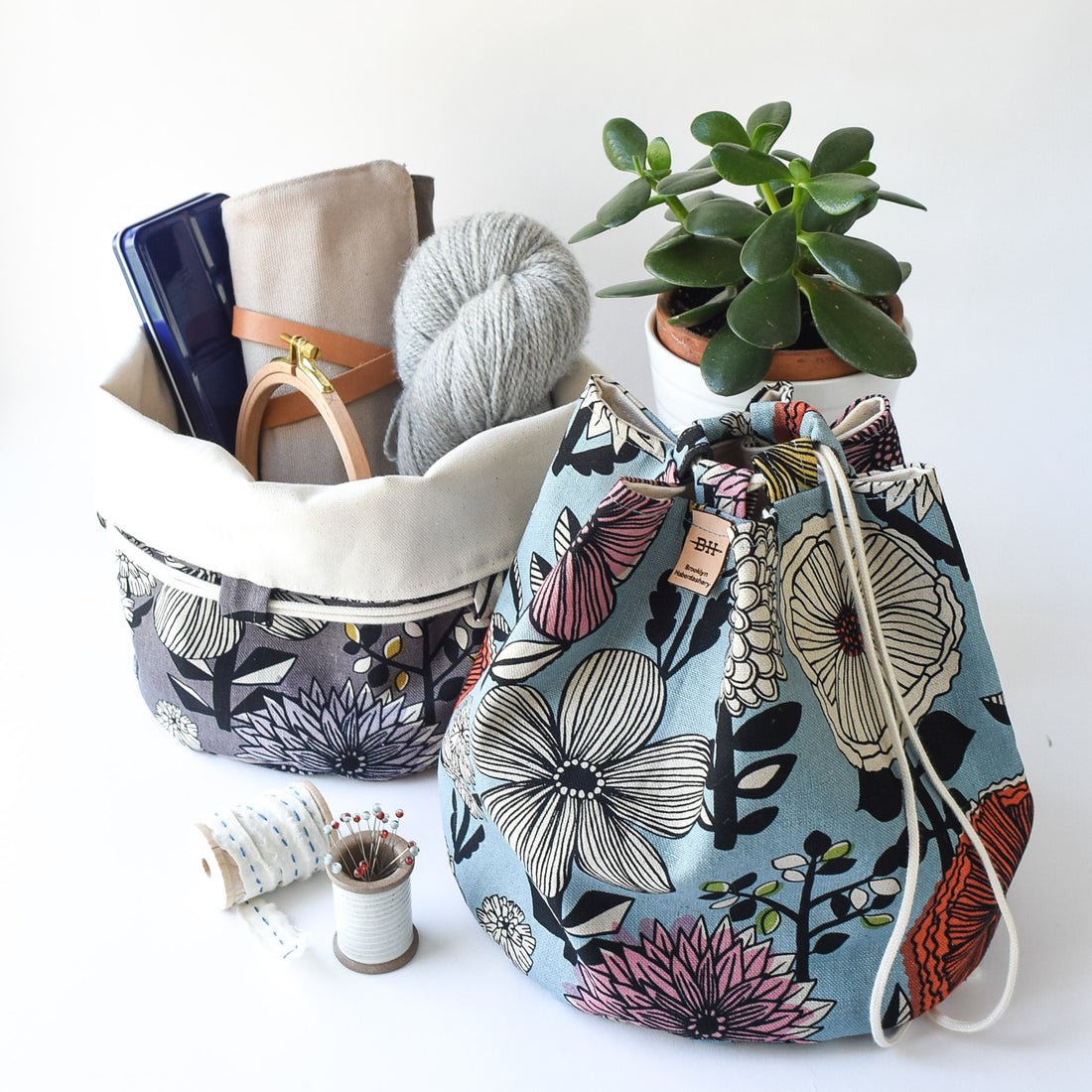 Asa Bucket Bag, Scandi Floral Gray