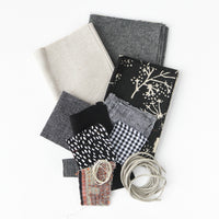 Fabric Pack for Modern Japanese Rice Pouch - Charcoal & Natural