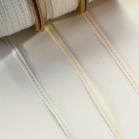 Linen Running Stitch Ribbon 2 yds - White/Straw Yellow