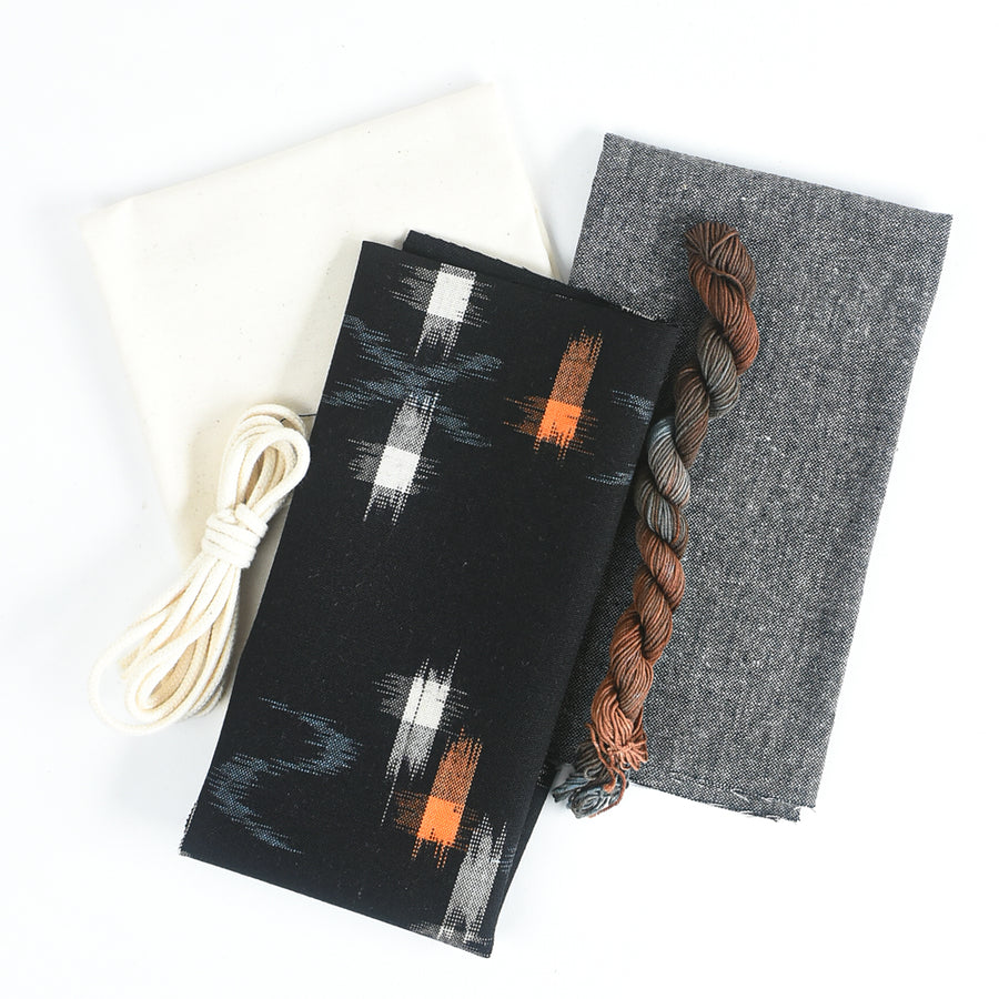 Komebukuro Pouch Supplies, Heritage Ed. - Black Kasuri (wool)