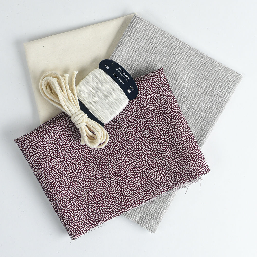 Komebukuro Pouch Supplies, Heritage Ed. - Plum Chrysanthemum Burst (wool)