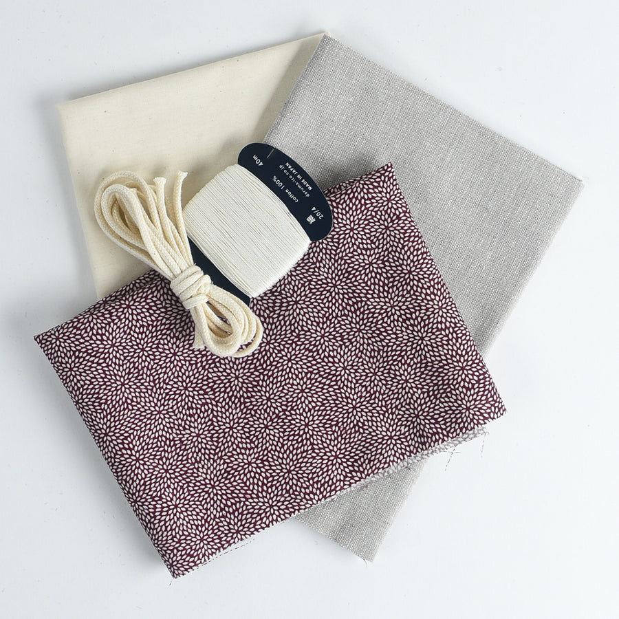 Komebukuro Pouch Supplies, Heritage Ed. - Plum Chrysanthemum Burst (wool)