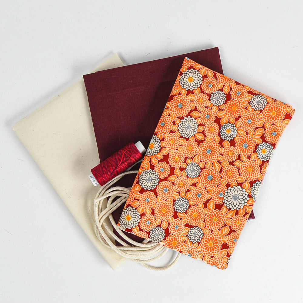 Komebukuro Pouch Supplies, Heritage Ed. - Orange Chrysanthemum (wool)