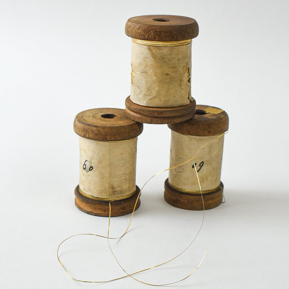 Vintage Metallic Gold Thread on Wooden Spool